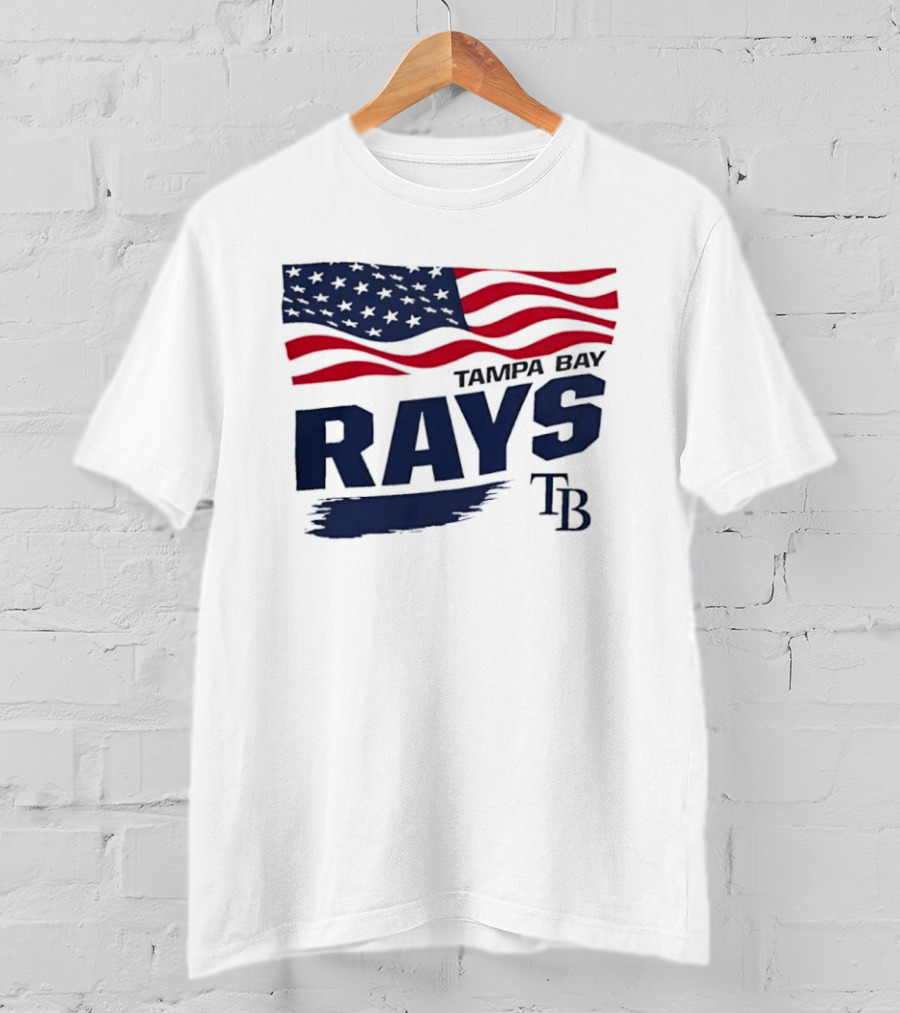 Tampa Bay Rays MLB American Flag Brush Stroke TB T-Shirt