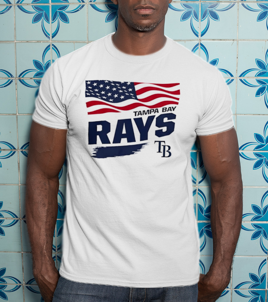 Tampa Bay Rays MLB American Flag Brush Stroke TB T-Shirt