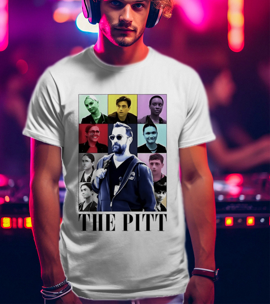 The Pitt Colorful Pop Grid Doctor Portraits Bearded Man In Sunglasses T-Shirt