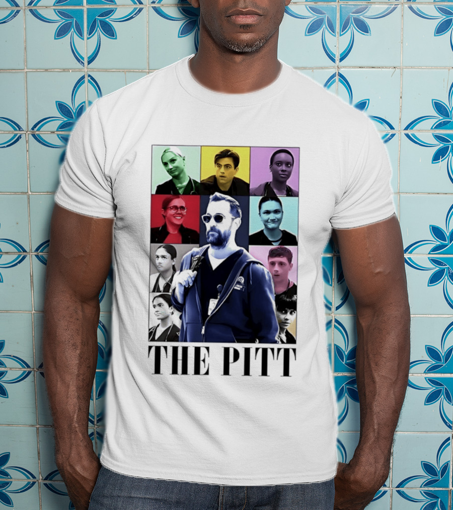The Pitt Colorful Pop Grid Doctor Portraits Bearded Man In Sunglasses T-Shirt