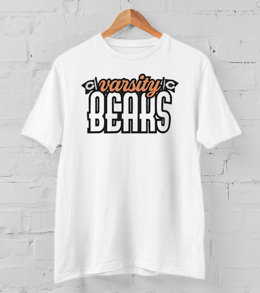 Varsity Bears Banner Peach Script Block Lettering Flags T-Shirt