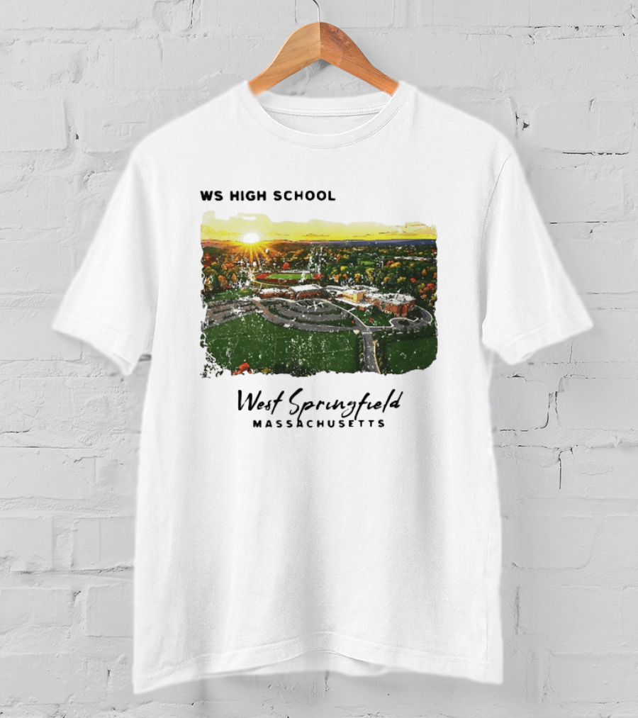 WS High School West Springfield Massachusetts Aerial Sunset Campus Landscape T-Shirt