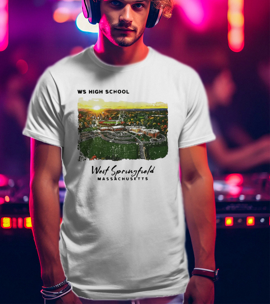 WS High School West Springfield Massachusetts Aerial Sunset Campus Landscape T-Shirt