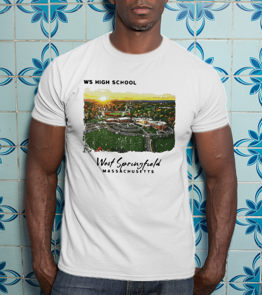 WS High School West Springfield Massachusetts Aerial Sunset Campus Landscape T-Shirt