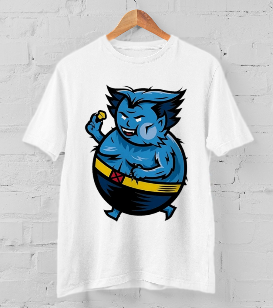 X Men Beast Caricature Cartoon Blue Character Cupcake T-Shirt