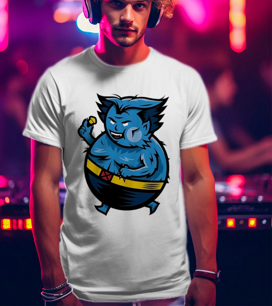 X Men Beast Caricature Cartoon Blue Character Cupcake T-Shirt