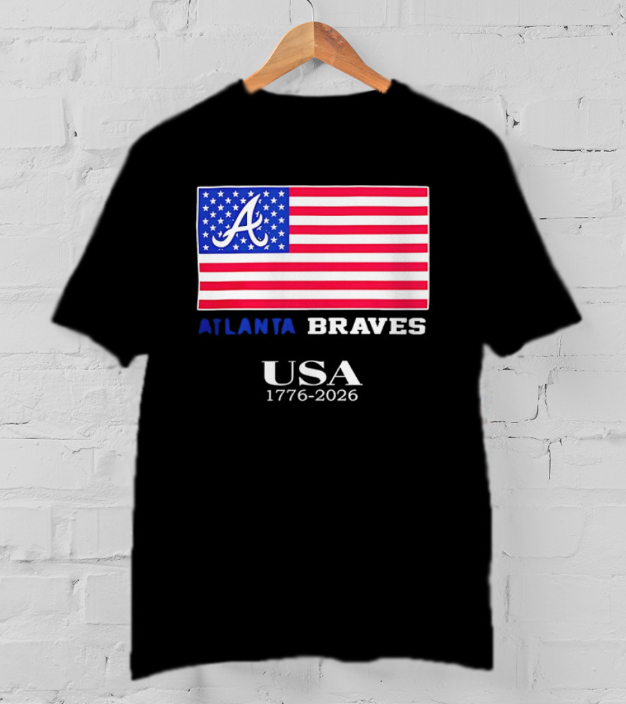Atlanta Braves USA 1776 2026 American Flag Script A T-Shirt