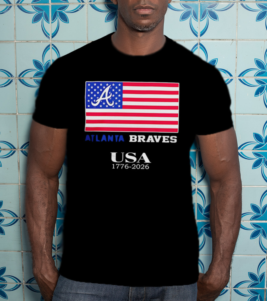 Atlanta Braves USA 1776 2026 American Flag Script A T-Shirt