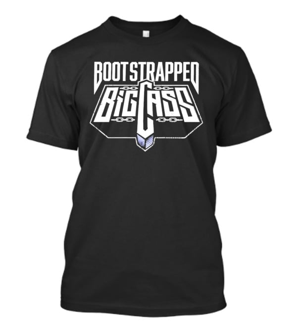 Bootstrapped Big Cass Distressed Chains Shield Frame Block Lettering T-Shirt