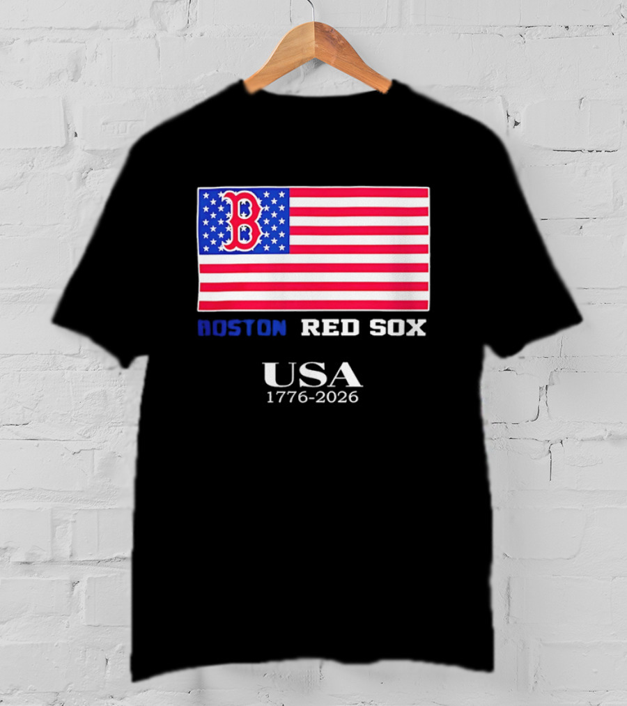 Boston Red Sox USA 1776 2026 American Flag White Stars T-Shirt