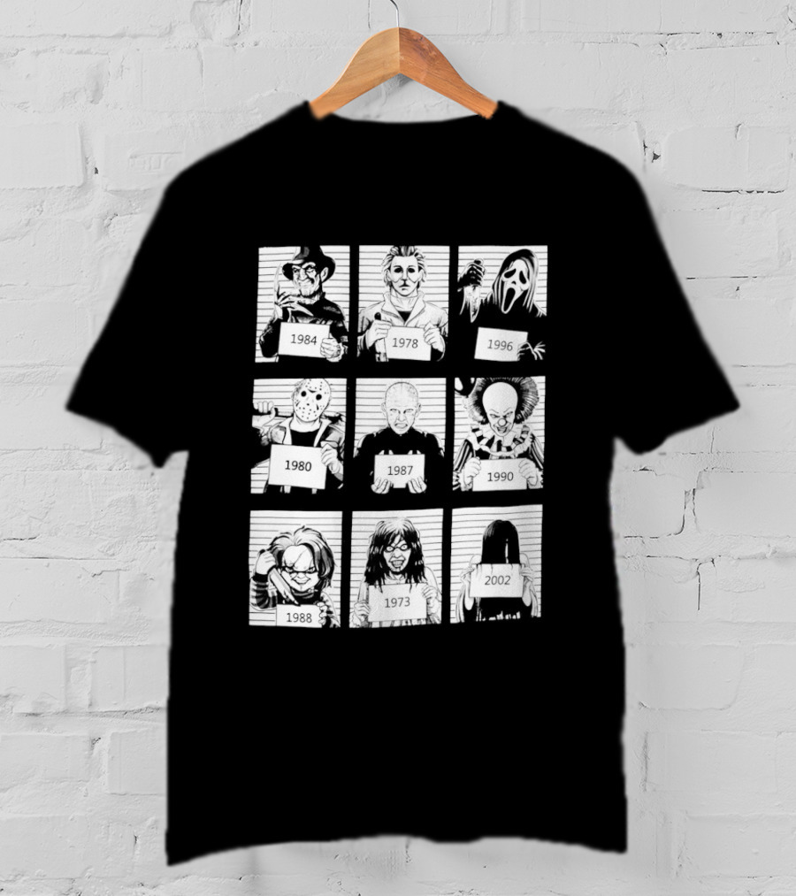 Horror Movie Villain Shot Infamous Characters Collage T-Shirt