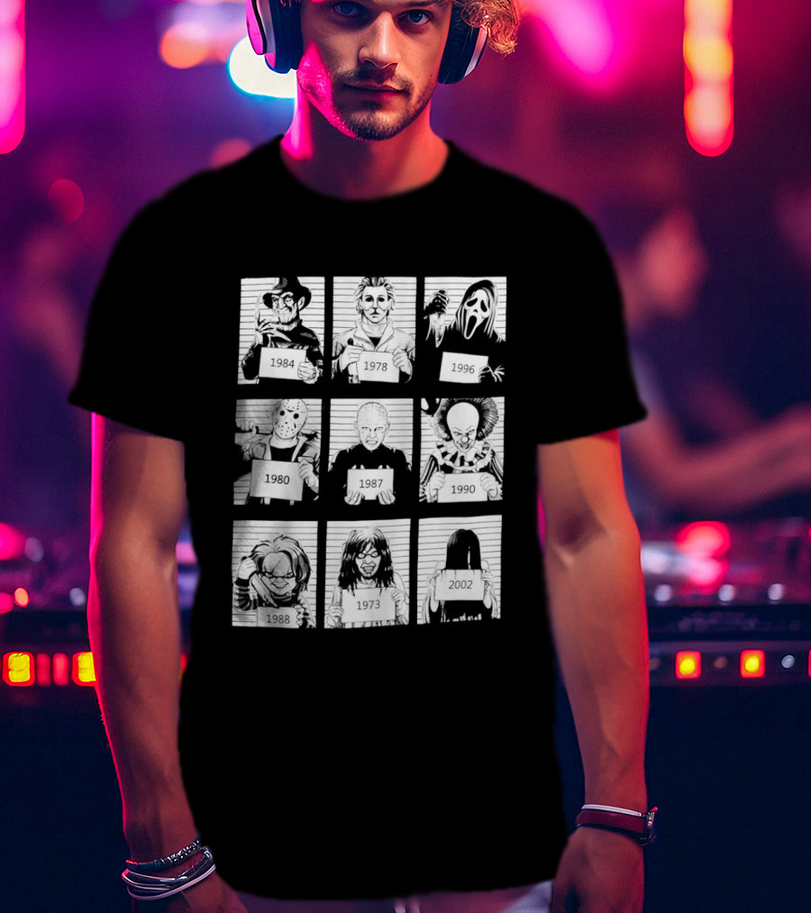 Horror Movie Villain Shot Infamous Characters Collage T-Shirt