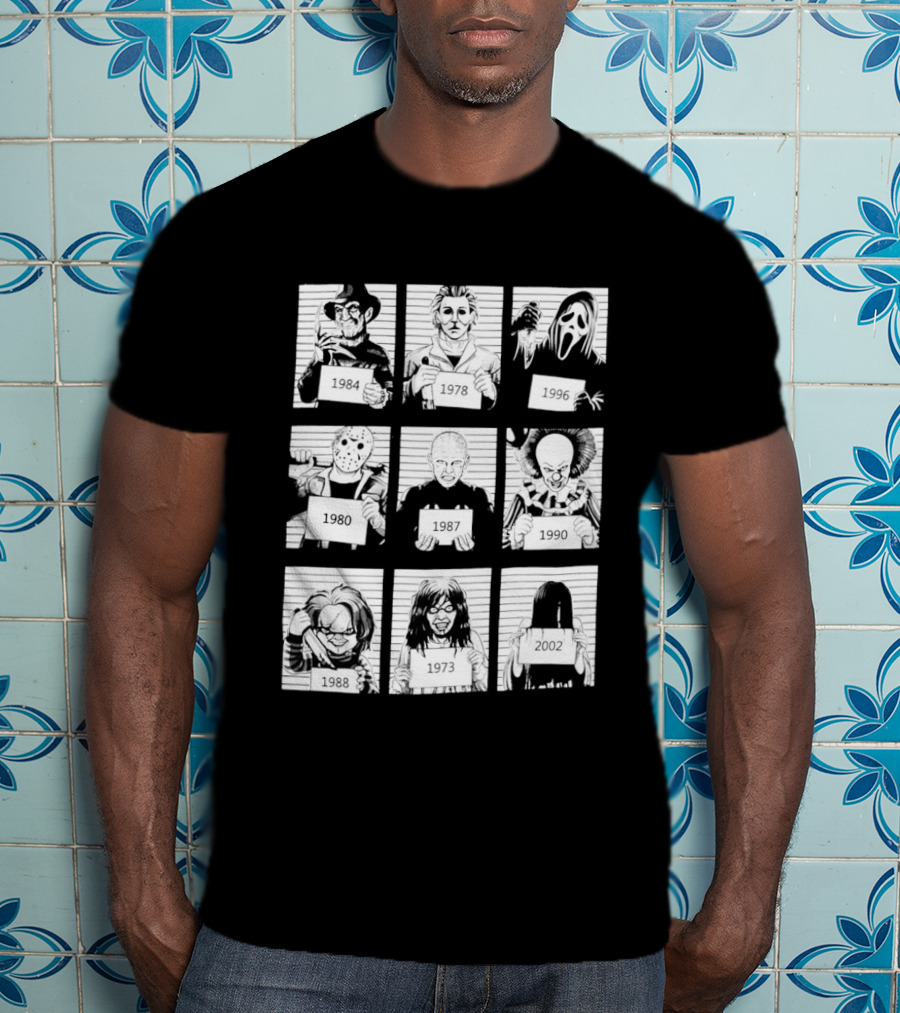 Horror Movie Villain Shot Infamous Characters Collage T-Shirt