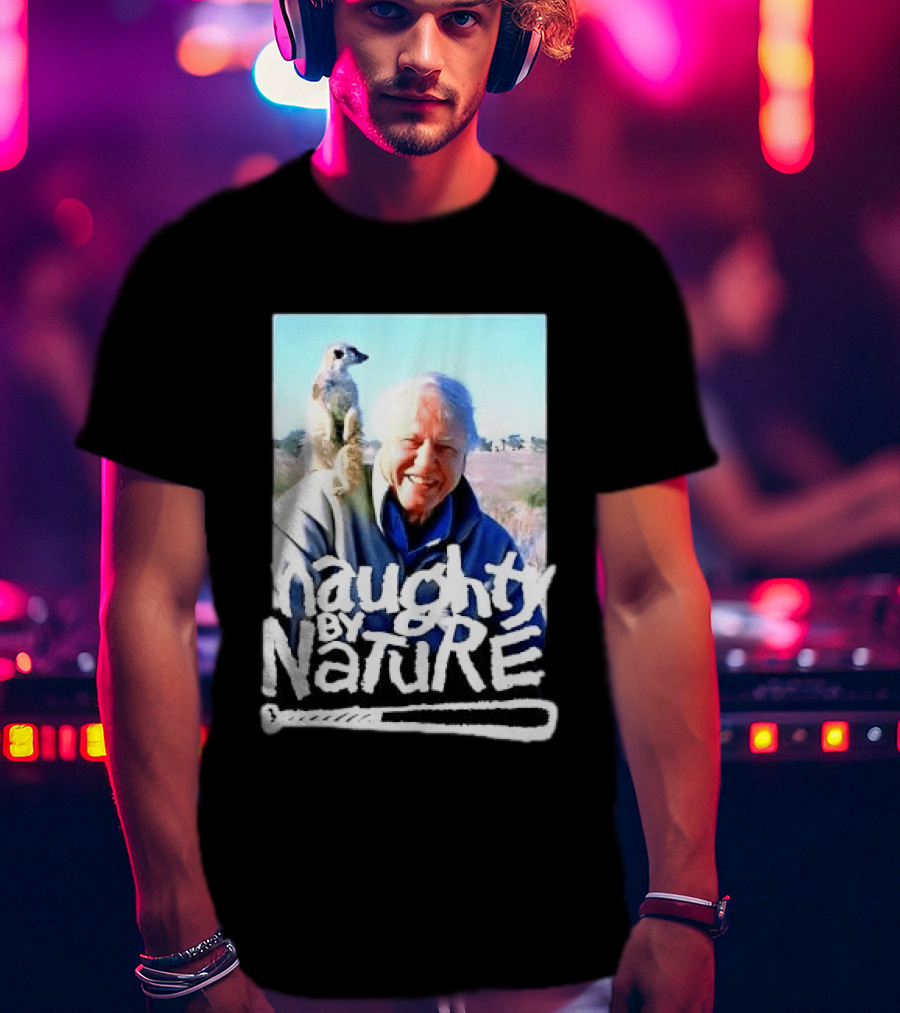 Naughty By Nature David Attenborough Meerkat Wildlife Photo T-Shirt