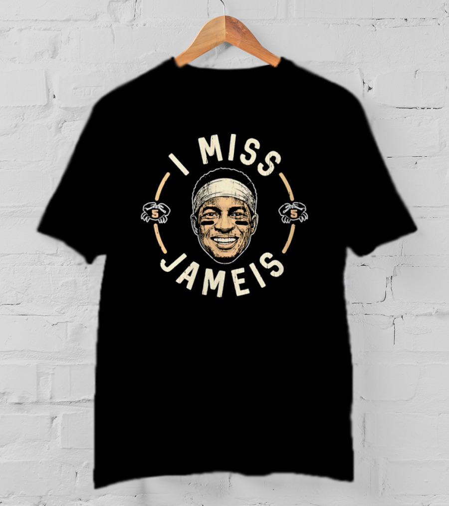 I Miss Jameis Headband Eyeblack Crab Caricature Distressed T-Shirt