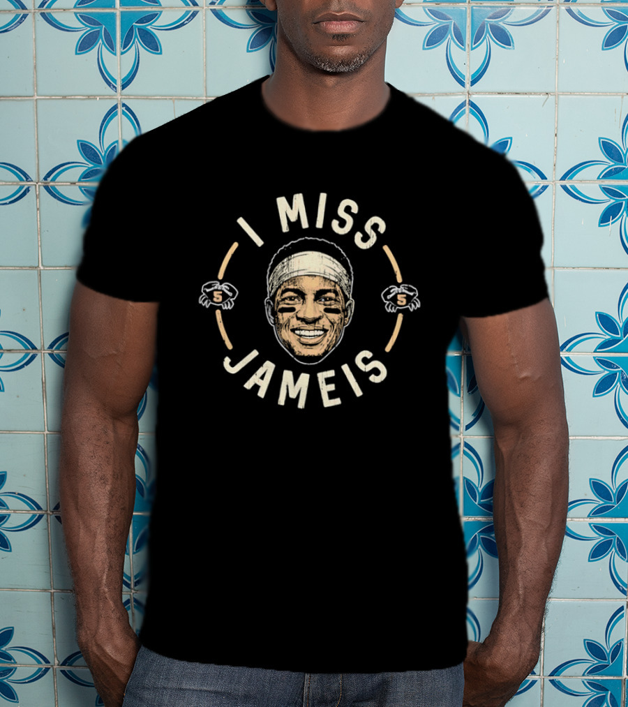 I Miss Jameis Headband Eyeblack Crab Caricature Distressed T-Shirt