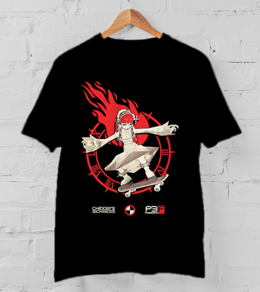Chidoris Sickness Persona3 Fes P3F Flame Skater T-Shirt