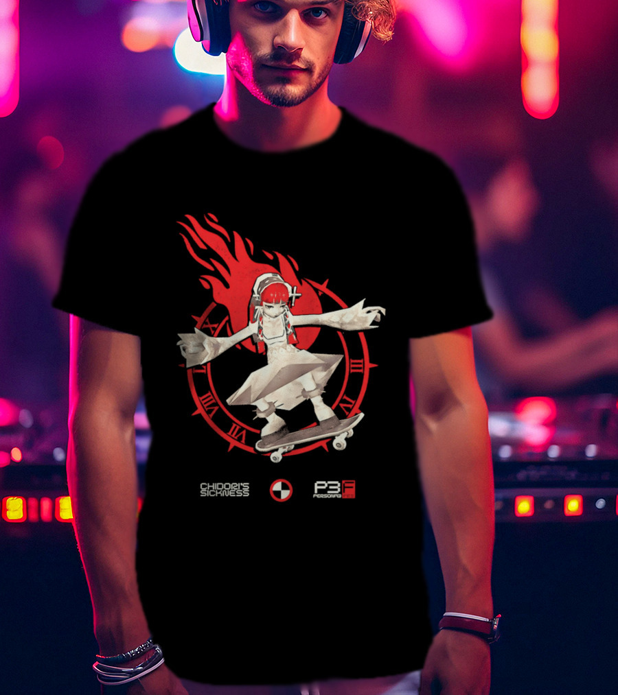 Chidoris Sickness Persona3 Fes P3F Flame Skater T-Shirt
