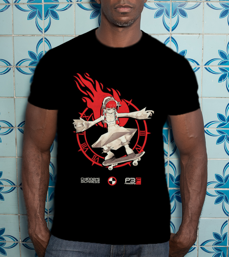 Chidoris Sickness Persona3 Fes P3F Flame Skater T-Shirt