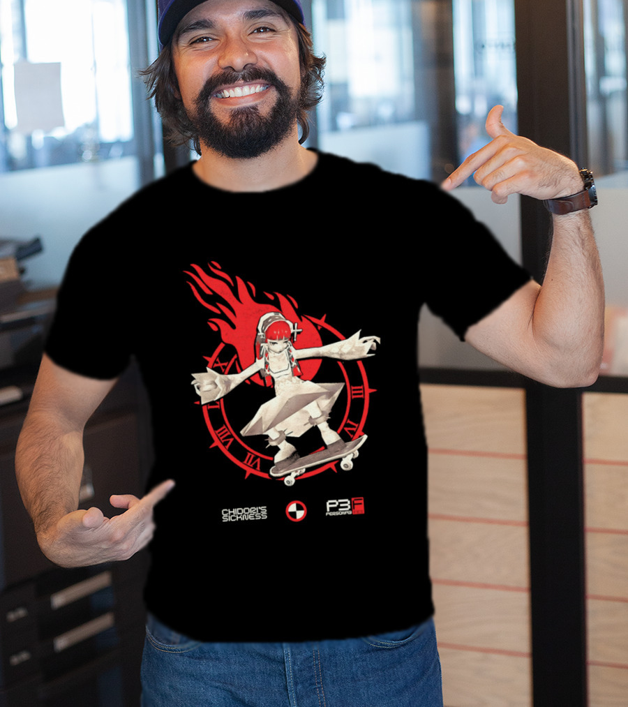 Chidoris Sickness Persona3 Fes P3F Flame Skater T-Shirt