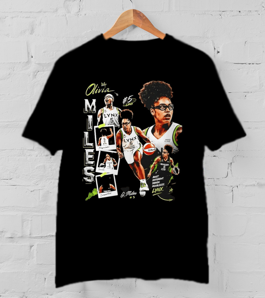 Olivia Miles No 5 Minnesota Lynx Fearless Driven Determined T-Shirt