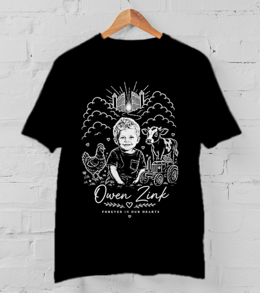 Owen Zink Forever In Our Hearts Tractor Boy With Cow And Chicken T-Shirt