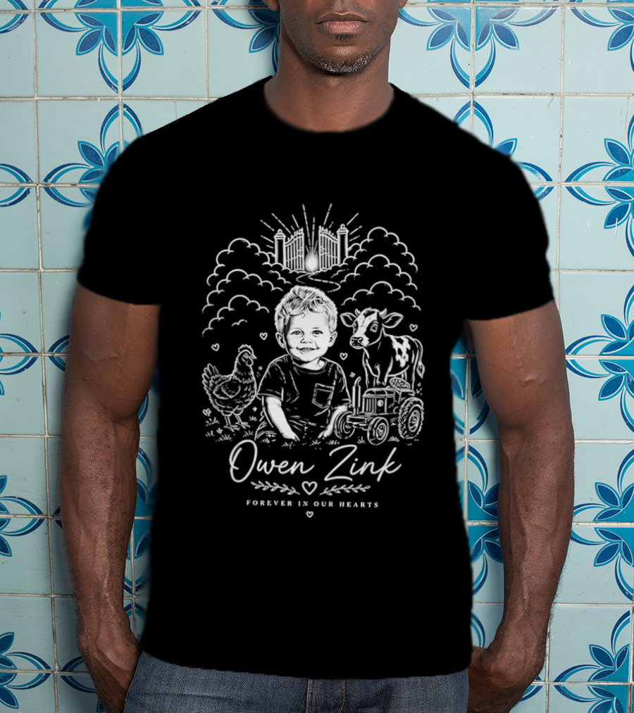 Owen Zink Forever In Our Hearts Tractor Boy With Cow And Chicken T-Shirt