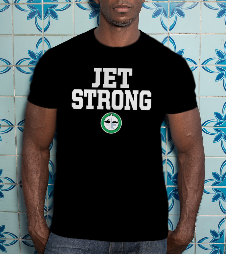JET STRONG Dark Green Circular Fighter Aircraft T-Shirt