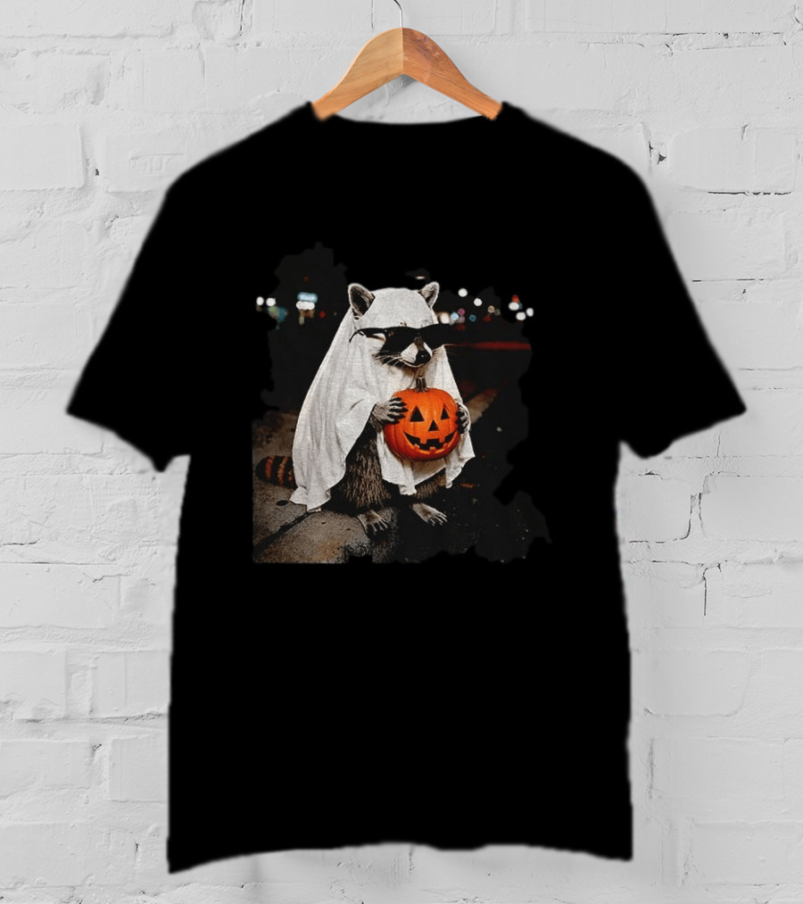 Raccoon Ghost Trick Or Treat Spooky Season Halloween T-Shirt
