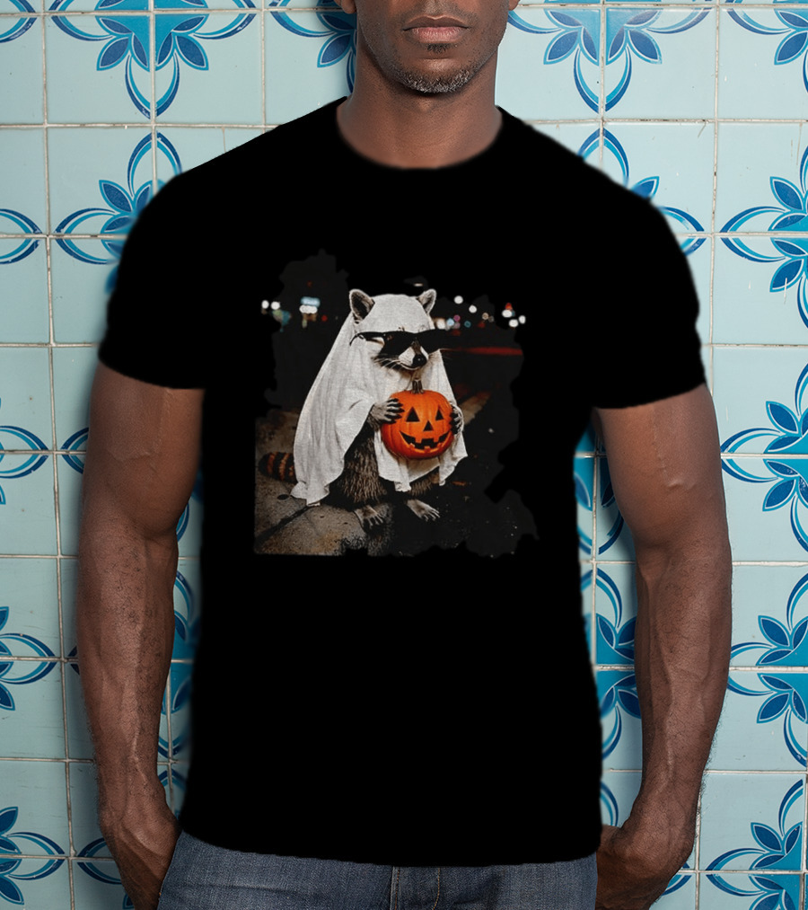 Raccoon Ghost Trick Or Treat Spooky Season Halloween T-Shirt