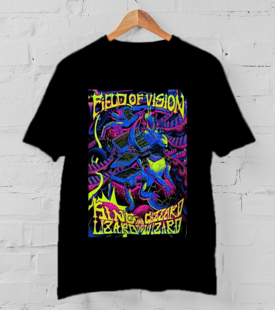 King Gizzard And The Lizard Wizard 2026 Field Of Vision Neon Psychedelic Robot T-Shirt