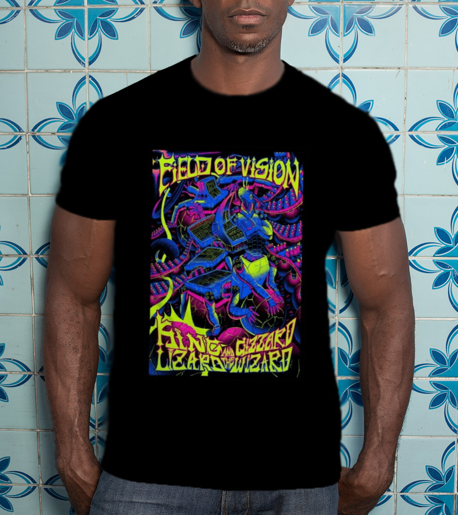 King Gizzard And The Lizard Wizard 2026 Field Of Vision Neon Psychedelic Robot T-Shirt