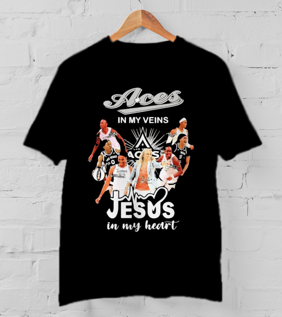 Las Vegas Aces In My Veins Jesus In My Heart WNBA 2026 T-Shirt