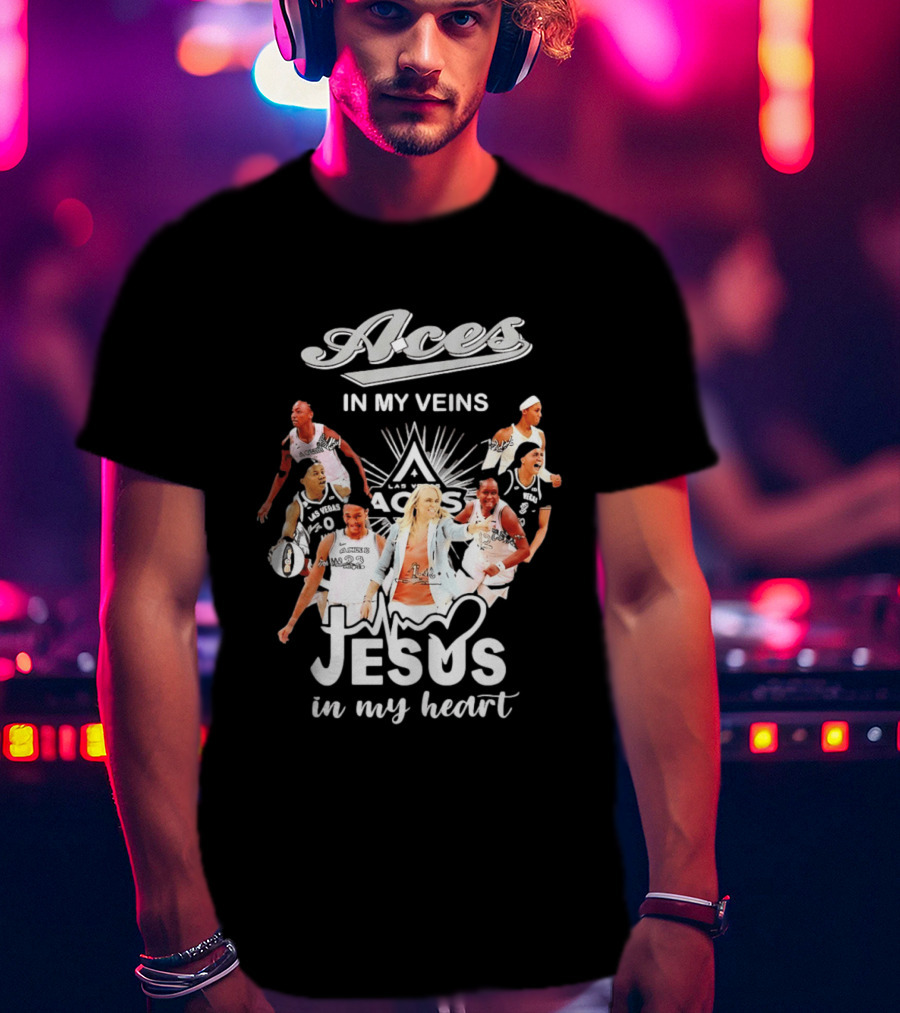 Las Vegas Aces In My Veins Jesus In My Heart WNBA 2026 T-Shirt