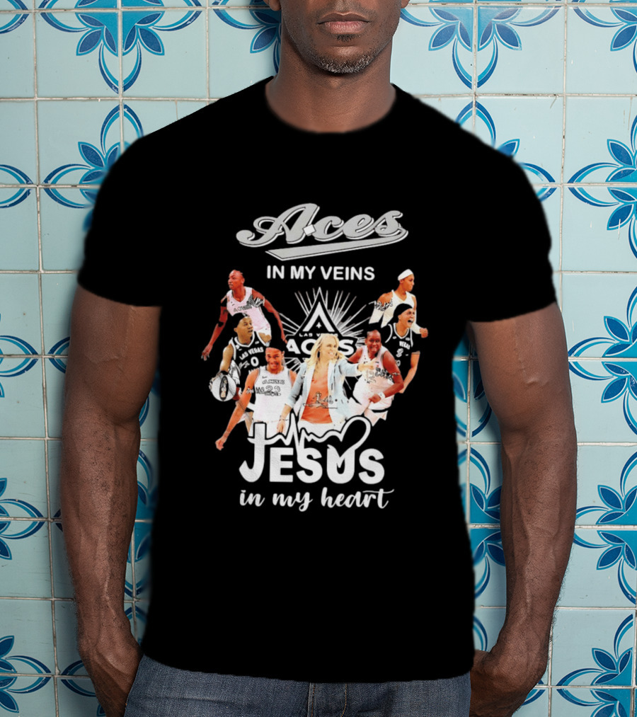 Las Vegas Aces In My Veins Jesus In My Heart WNBA 2026 T-Shirt