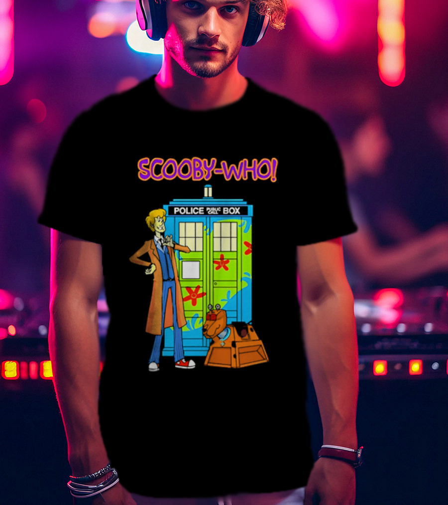 Scooby Who Shaggy Tenth Doctor Mystery Machine Painted Tardis K9 Robot T-Shirt