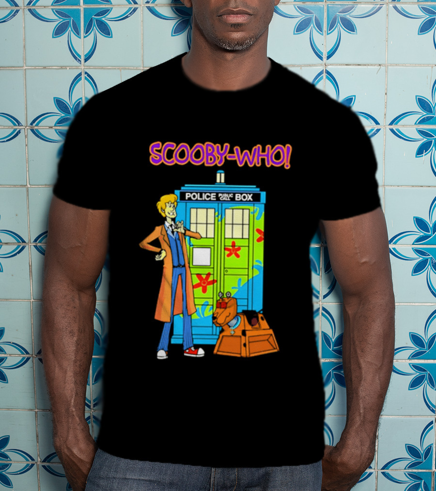 Scooby Who Shaggy Tenth Doctor Mystery Machine Painted Tardis K9 Robot T-Shirt