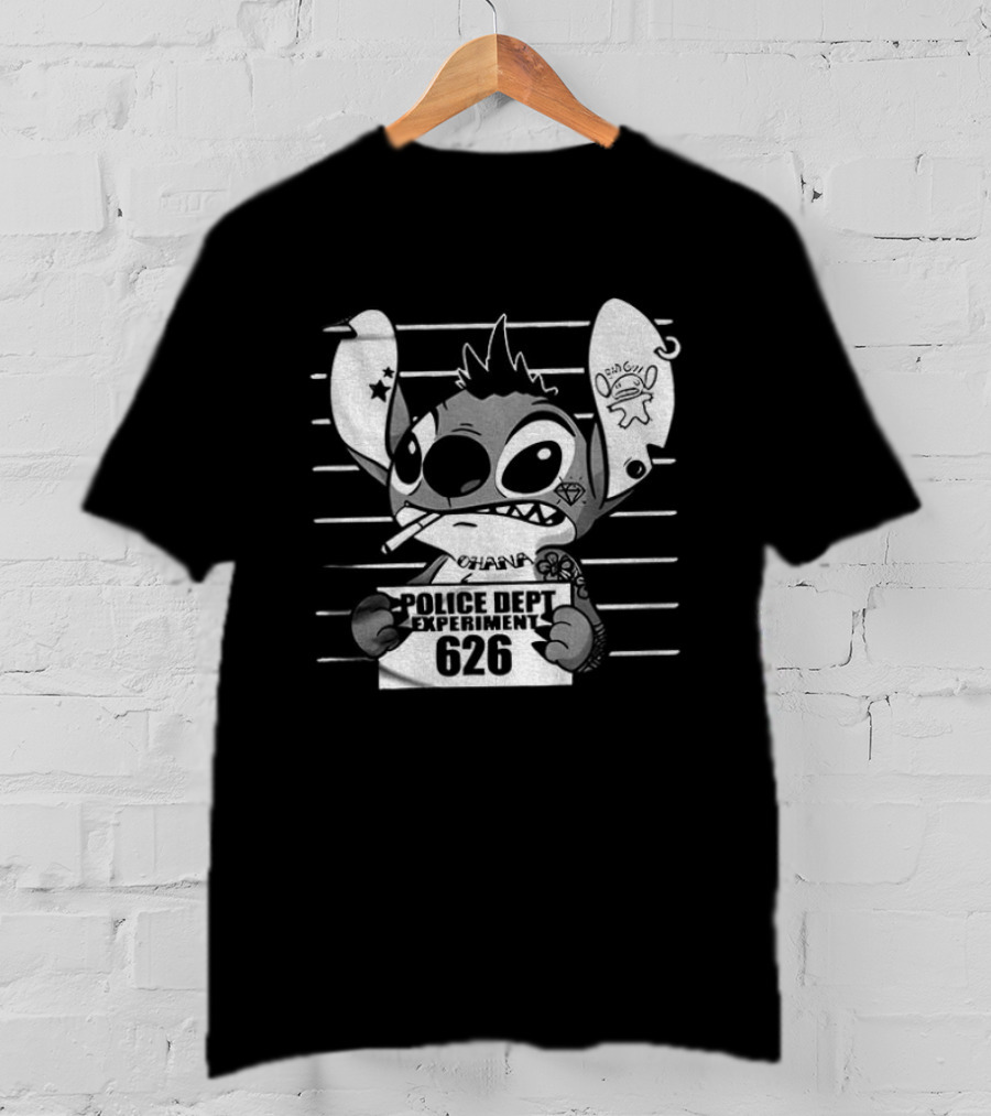 Bad Guy Experiment 626 Police Dept Shot Stitch T-Shirt