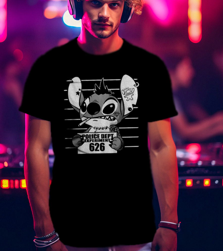 Bad Guy Experiment 626 Police Dept Shot Stitch T-Shirt
