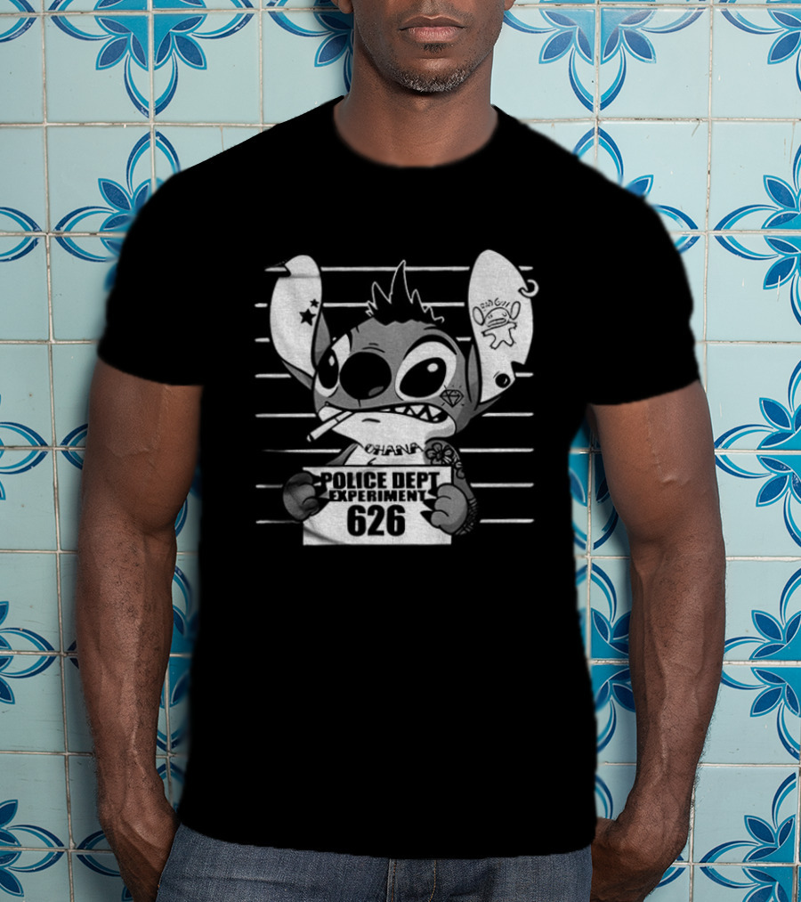 Bad Guy Experiment 626 Police Dept Shot Stitch T-Shirt