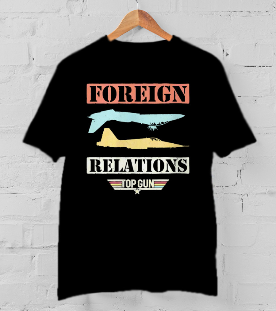 Top Gun Foreign Relations Fighter Jets Distressed Vintage Look T-Shirt