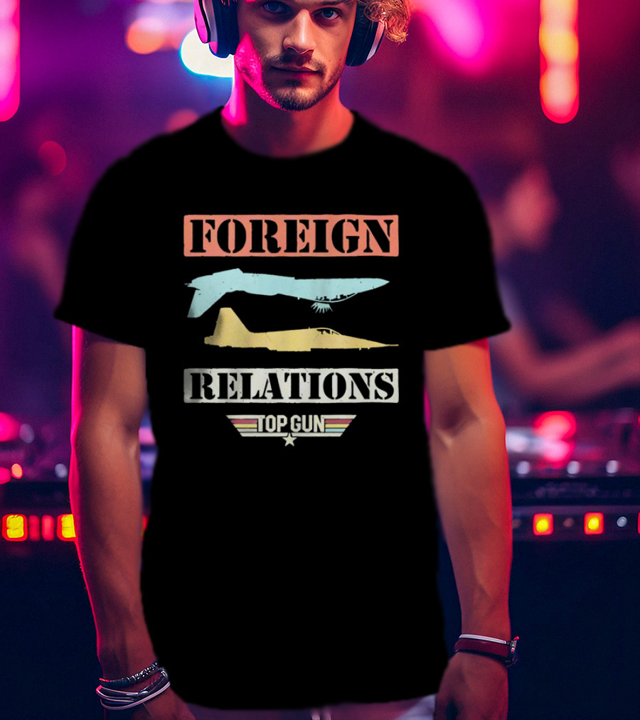 Top Gun Foreign Relations Fighter Jets Distressed Vintage Look T-Shirt