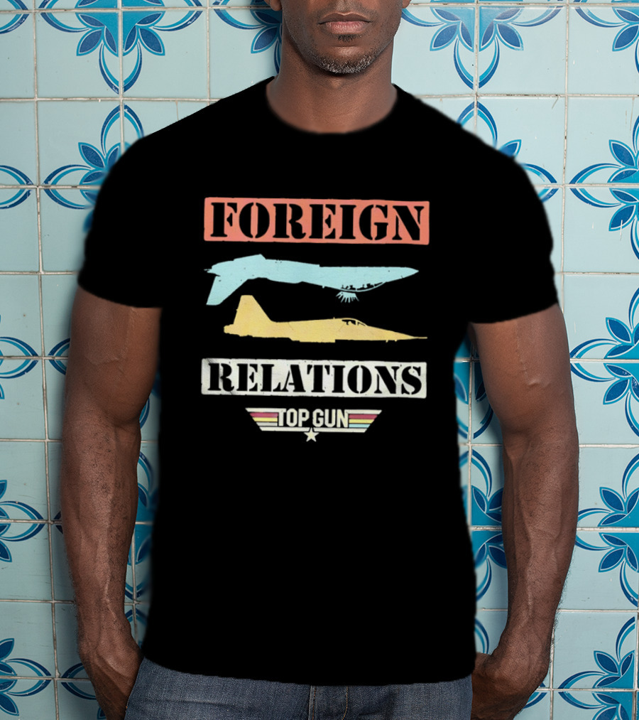 Top Gun Foreign Relations Fighter Jets Distressed Vintage Look T-Shirt