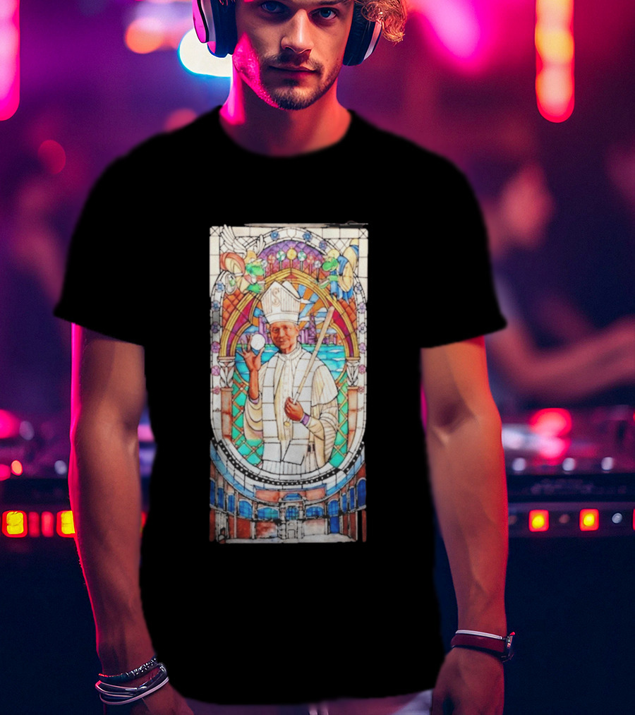 White Sox Pope Hat Stained Glass Painting T-Shirt
