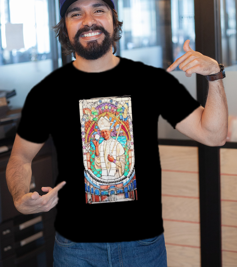 White Sox Pope Hat Stained Glass Painting T-Shirt
