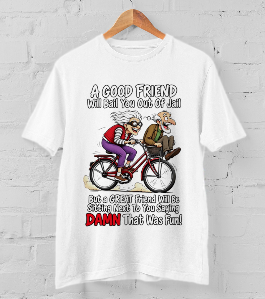 A Good Friend Will Bail You Out Of Jail Great Friend Sitting Next To You Saying Damn That Was Fun T-Shirt