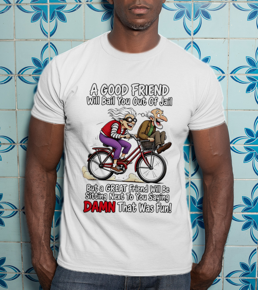 A Good Friend Will Bail You Out Of Jail Great Friend Sitting Next To You Saying Damn That Was Fun T-Shirt