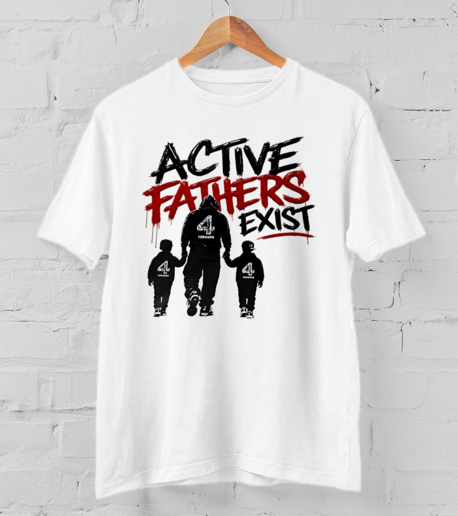 Active Fathers Exist Man Two Boys Walking Holding Hands T-Shirt
