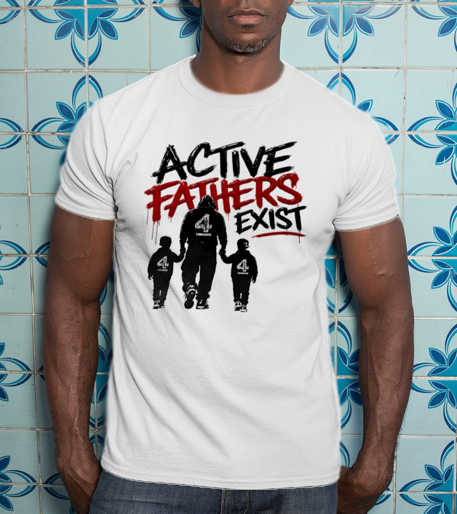 Active Fathers Exist Man Two Boys Walking Holding Hands T-Shirt