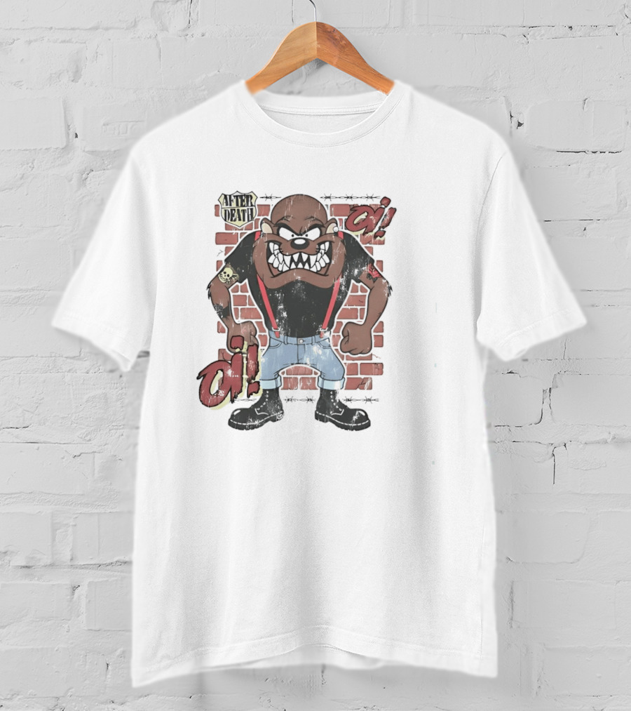 After Death Oi Distressed Skinhead Taz Suspenders Brick Wall T-Shirt